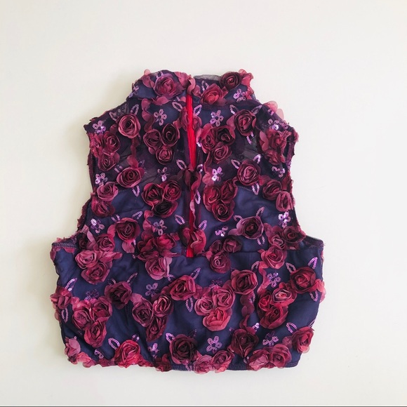 Weissman Floral Sequin Crop Top L - Picture 4 of 5